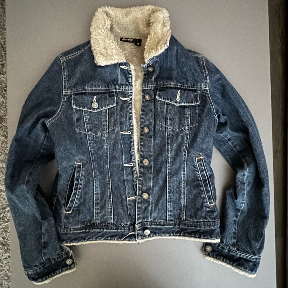 Hurley Blue Denim Jacket with Cream Sherpa Lining
